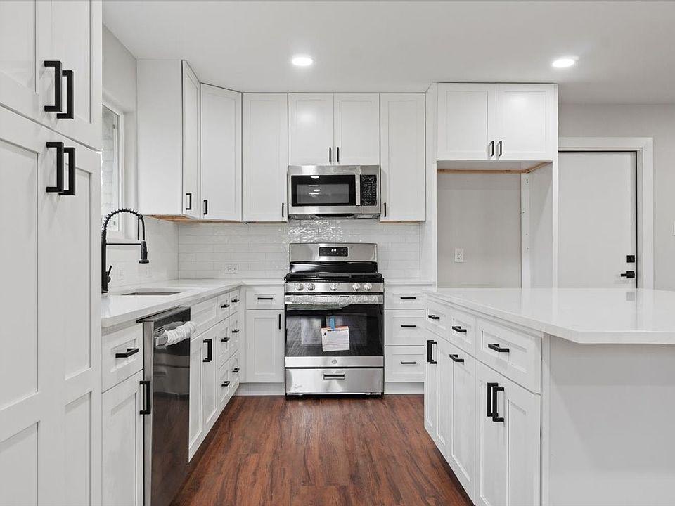 Freshly painted kitchen cabinets
