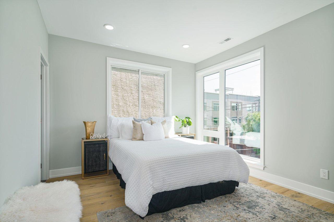 Freshly painted residential bedroom